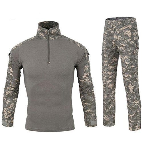 LiliChan Tactical Shirts for Men Long Sleeve Military Shirt Outdoor Shirt Tactical Combat Shirt Pants with Zipper