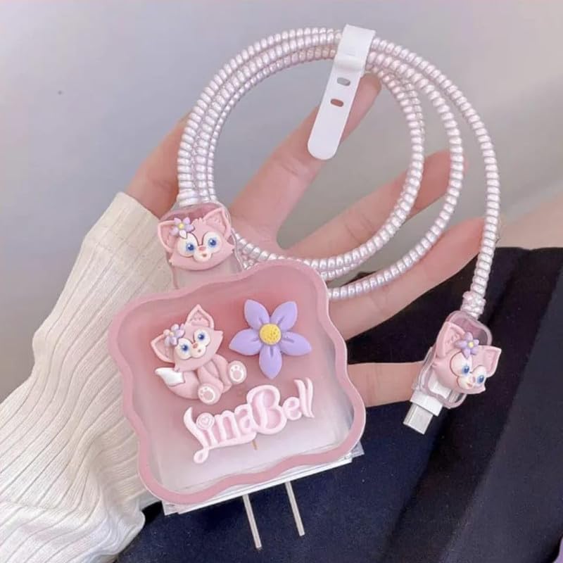 LATALI Cute 3D Design Protective Case Compatible with Apple 18W - 20W USB-C Power Adapter Charger, Protective Cover for iPhone 18W & 20W Power Adapter Charger with Wire Saver. (Lina-Bell Pink) (B0DG2XM1F4) Amazon Price History, Amazon Price Tracker