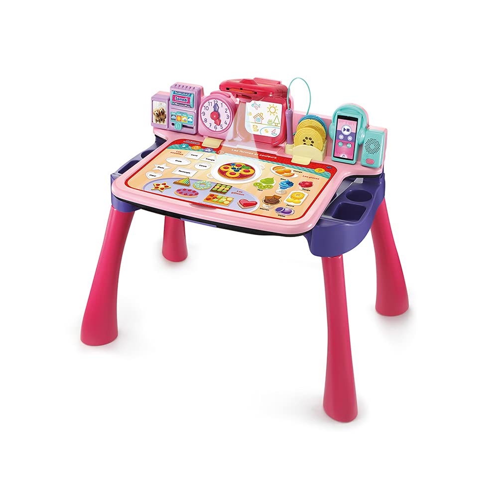 VTech â€“ Magi Bureau Interactif 5 en 1 Rose, Bureau Enfant Interactif, Fonction Projection â€“ 3/6 Ans - Version FR
