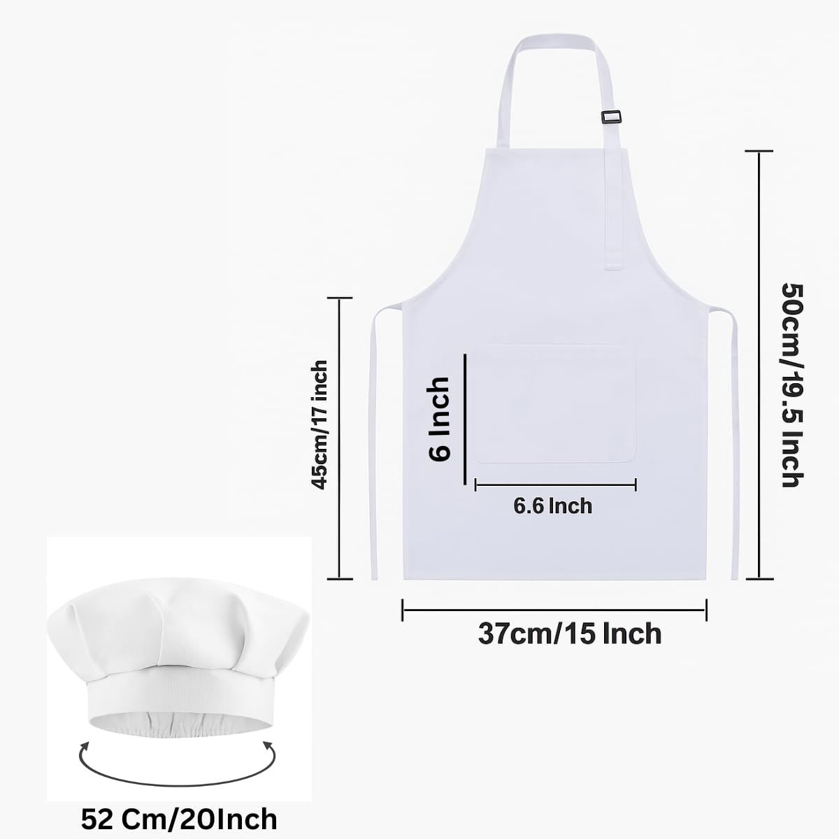MAKSTILE Kids Apron with Chef Cap |Adjustable Neck Strap |Ideal for Cooking, Baking, Painting & School Activities | Cotton Children Apron for Boys & Girls | 3 to 6 years | Size-52 x 47 cms (White) - Image 6 thumbnail