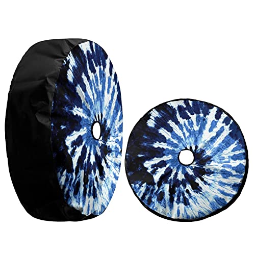 Image of Delerain Spare Tire Cover with Backup Camera Hole Blue Tie Dyed Wheel Covers Waterproof Dust-Proof UV Sun Universal Fit for Trailer RV SUV Truck (17 Inch for Diameter 31 inch-33 inch)