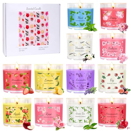 Duftkerze Set, Geschenk für Frauen,12 St Kerze, Duftkerzen Im Glas,12...