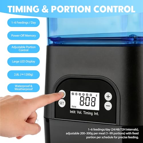 Mangeoire automatique pour bassin 2,8 l avec écran LCD programmable pour distributeur de poissons - 4