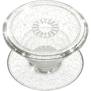 PopSockets Adhesive Phone Grip, Holder, Phone Stand, Glitter – Clear Glitter Silver