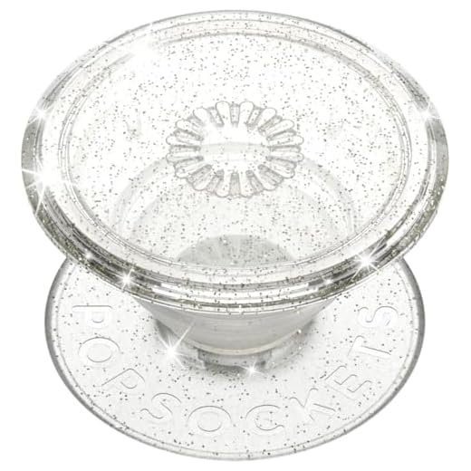 PopSockets Translucent Phone Grip with Expanding Kickstand, PopSockets for Phone, Adhesive Grip, Translucent PopGrip - Clear Glitter Silver