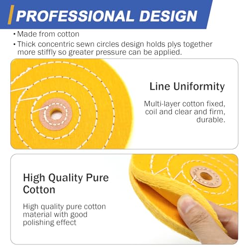Image of SCOTTCHEN 6inch Buffing Polishing Wheels 1 /2 inch Arbor Hole,2 Pcs Medium (30Ply) for Bench Grinder,with Buffing Polishing Cutting Compound 4 Oz.Kit