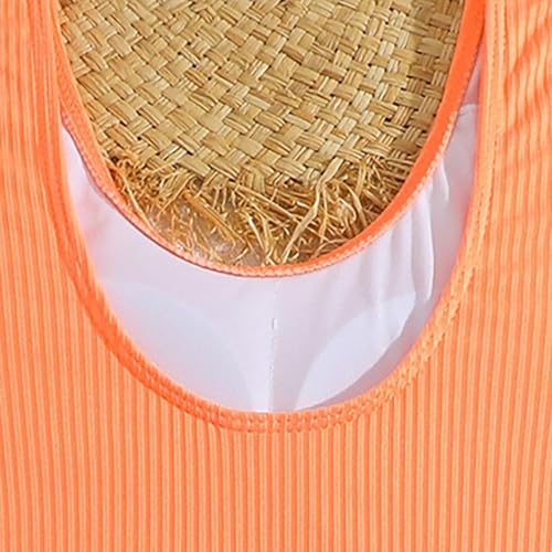 Girls One Piece Swimsuits Ribbed Spaghetti Strap Monokini Solid Bathing Suit for Kids Teens, Beach Sport Swimwear3