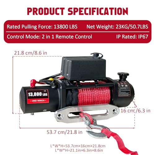 Winche Eléctrico 13800lbs 12V con Control Remoto miniatura 4