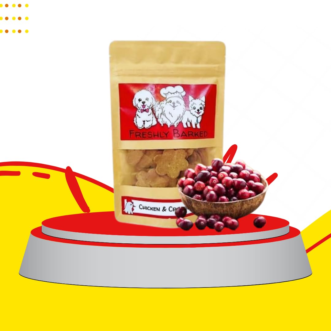 Freshly Barked Dog Food Chicken & Cranberry Pet Food 100g Crispy Dogs Treats - Different Shapes All Life Stages & Breeds