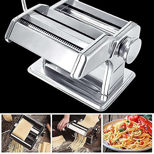 Nudelmaschine Manuelle Pasta Maker Edelstahl Hausgemachter Manueller Pastamaschine Mit 2 In 1 Teigschneider Und 8… – Bild 3