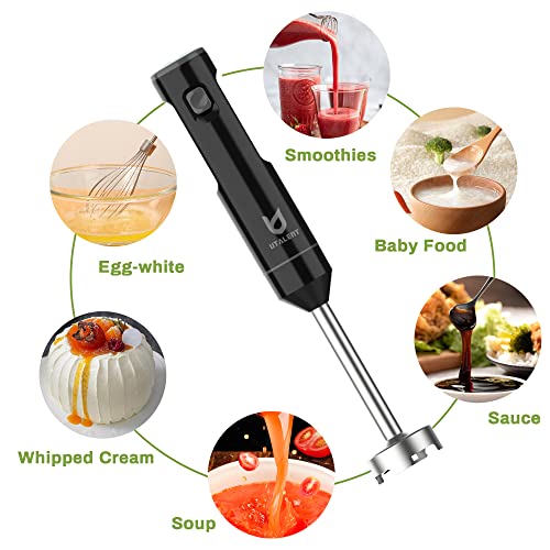 Cordless Hand Blender, UTALENT Variable Speed Immersion Blender handheld Rechargeable, with USB-C Charging Cable, Egg Whisk, for Smoothies, Milkshakes, Hummus and Soups – Black image 5