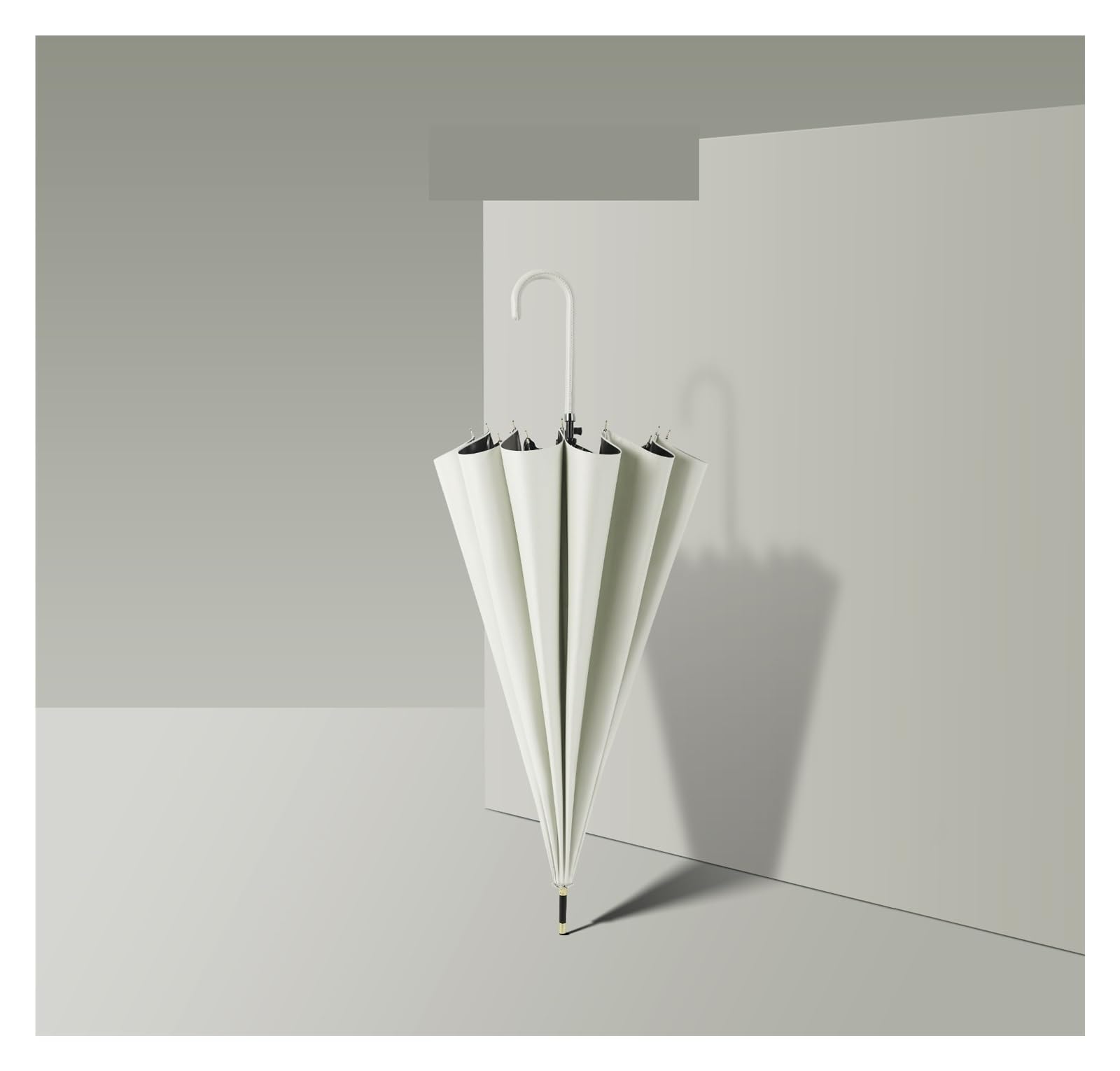 RENEESME Umbrellas for Rain 16-Bone Straight Umbrella for Men and Women, Simple Solid Color Handle Student Umbrella Strong Umbrella for Wind and Rain(A)