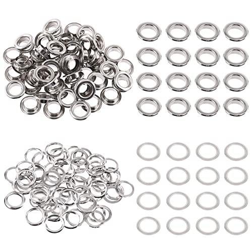 Swpeet Lot de 100 œillets en métal épais de 12 mm pour réparation de toile, cuir, rideaux Cover