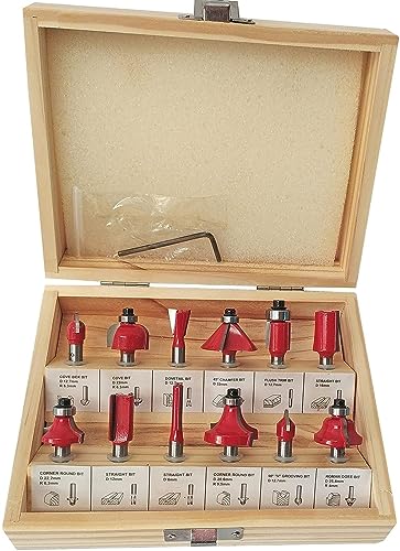 Inditrust New 12Pcs Premium Quality Router Bit 6.35mm Router...
