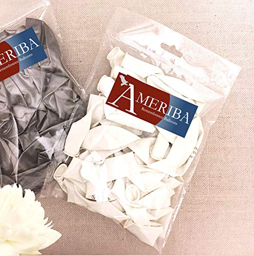 Image of Biodegradable Remembrance Balloons: 30pc White Personalizable Funeral Balloons for Balloon Releases & Sympathy Gifts | Created /Sold by AMERIBA, a USA company (White 1)