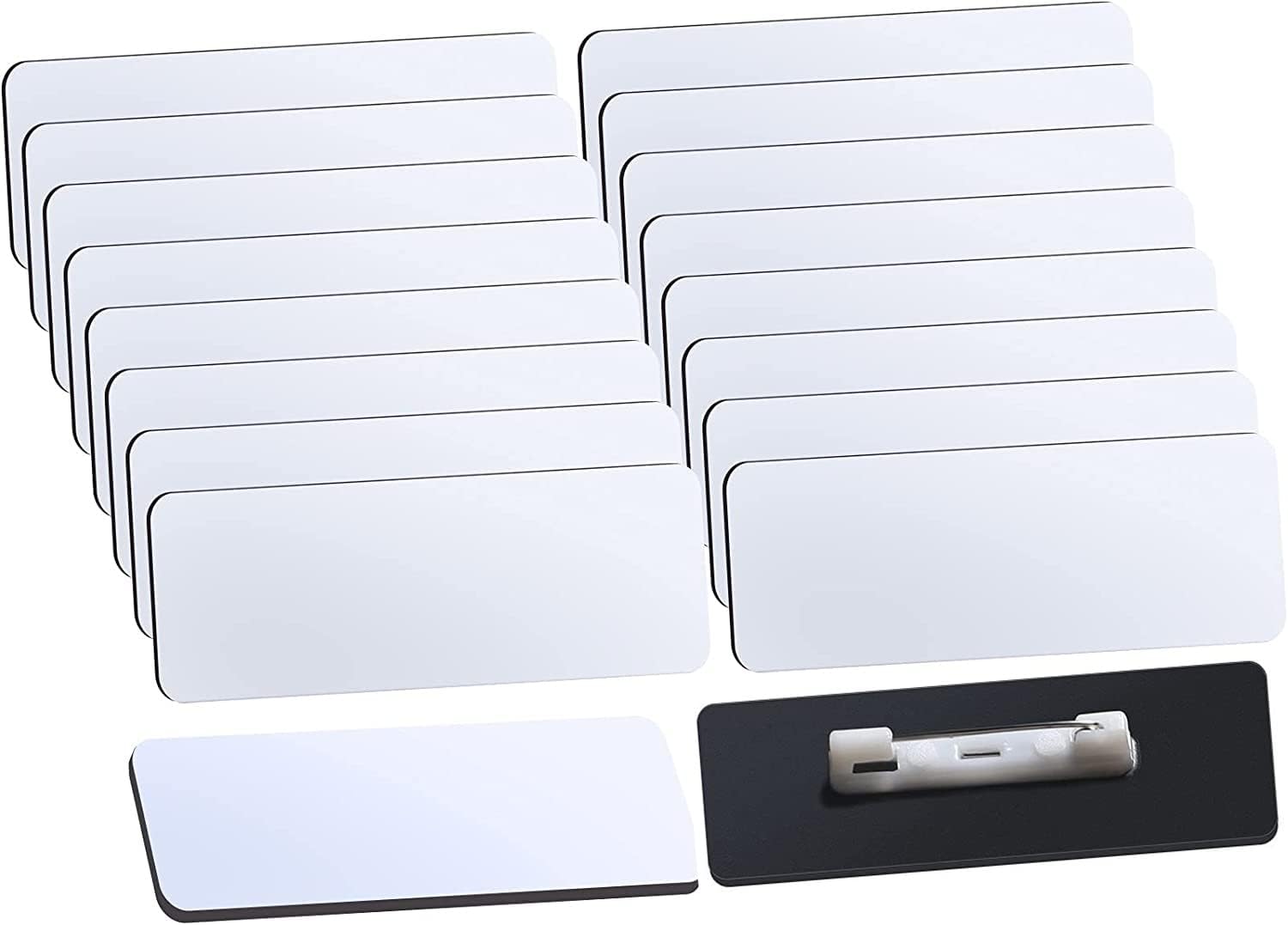 16 Pieces Sublimation Name Tag DIY Blank ID Name Badge with Round Corners Pin Custom Personalized Name Tag for School, Office (1.5 x 3 inch)