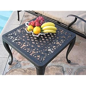 Perris Collection Cast Aluminum Corner Table for Chaise Lounge Deep Seating Side or End Table