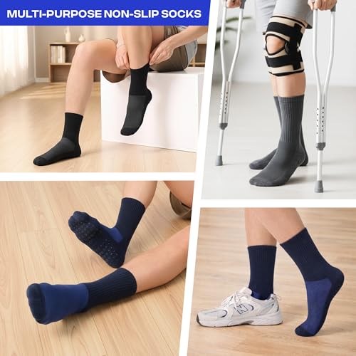 Image of CoolMate Mens Grip Socks, Non Slip Athletic Socks for Pilates, Yoga | Grip pads keep their hold wash after wash. Soft cotton-poly blend for pilates, yoga, barre, or post-surgery recovery at home.