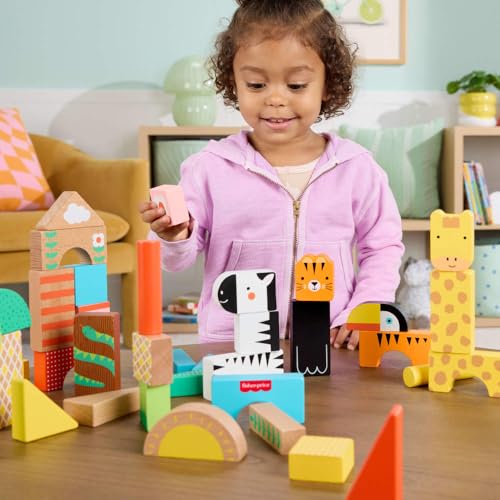 Fisher-Price Wood Jungle Blocks Set Toddler Toy - image 2
