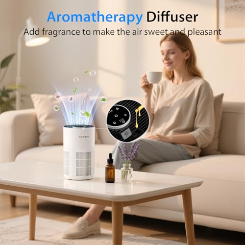 Air Purifiers for Bedroom Home up to 1200Ft² | Small Air Purifier for Bedroom,H14 Air Purifiers for Home Pets,with Sleep Mode, 3 Speeds, Timer, Aroma Function, image 6