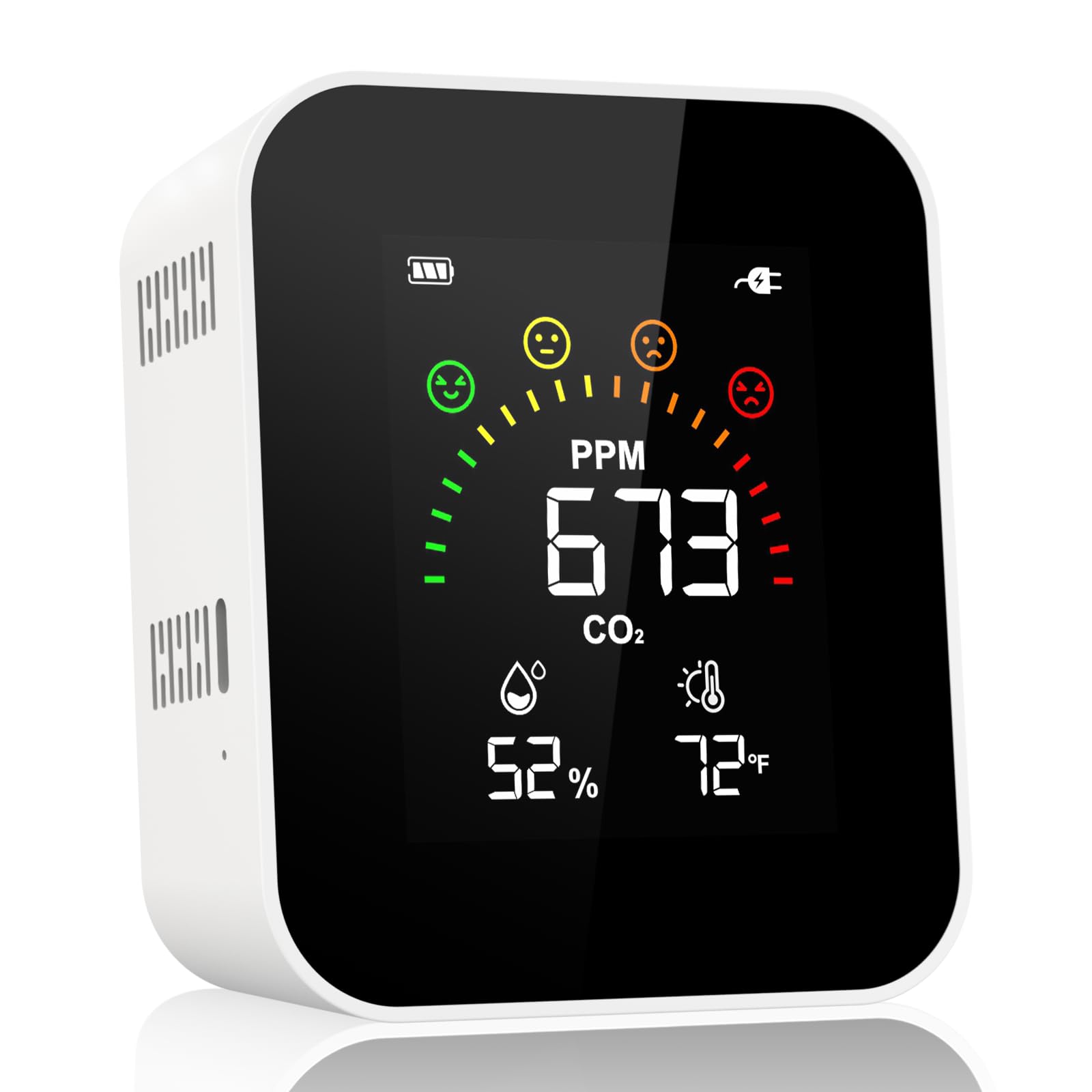 Monitor de calidad del aire para interior para CO2, temperatura, humedad, YOWEXA 400-10.000 PPM detector de dióxido de carbono con sensor NDIR CO2 y visualización a color, 3 monitores de