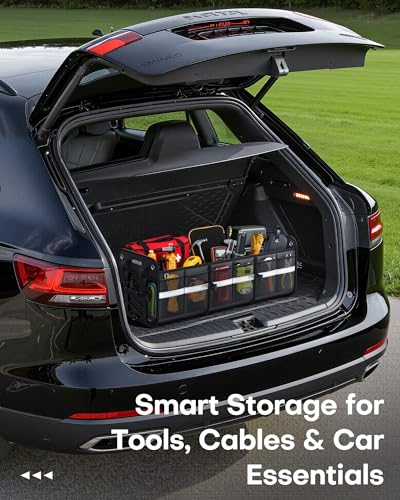 HOTOR Trunk Organizer for SUV – Car Storage Box with Reflective Strips, Collapsible Car Organizer with Large Capacity, Essential Car Accessories for Truck, Van & Sedan, Black, 33.1\" x 13.0\" x 12.0\" - Thumbnail 7