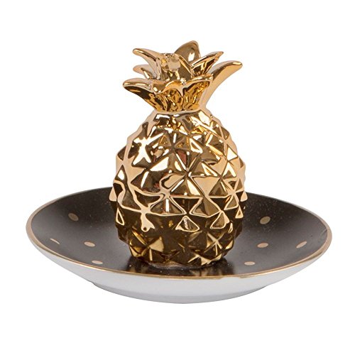 Piattino porta ninnoli, a pois nero e oro con