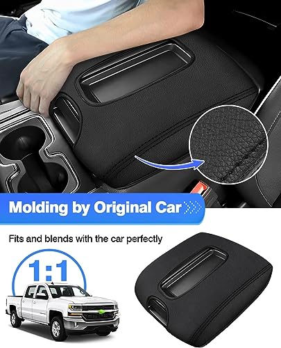 Image of Autorder Center Console Cover for 2014-2018 Chevy Silverado /GMC Sierra 1500 2500 3500 Accessories Armrest Cover Anti-Scratch Middle Console Pad Armrest Protector(ONLY for Bucket Seat!)