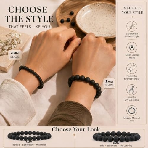 Cuentas de ágata negra de 8 mm Cherry Tree Collection para regalar joyería hecha a mano 6