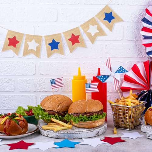 Uniwish-Red-White-and-Blue-Stars-Banner-Patriotic-4th-of-July-Decorations-American-Independence-Day-Garden-Flag-Garland-Burlap-Bunting-Sign Uniwish Red White and Blue Stars Banner Patriotic 4th of July Decorations American Independence Day Garden Flag Garland Burlap Bunting Sign