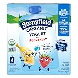 Stonyfield Organic Kids Strawberry Banana Lowfat Yogurt Pouches, 3.5 oz. Each, Includes Live Active Cultures, 4 count (pack of 1)