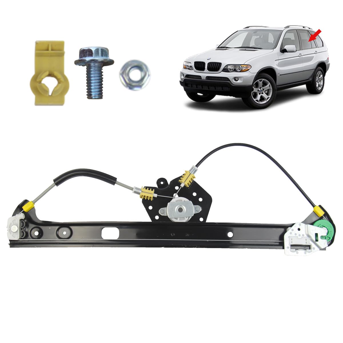 STARKIT PERFORMANCE Elevalunas compatible para BMW X5 E53 (2000-2006) TRASERO IZQUIERDO (trasero conductor) 51357125059, 51358254913