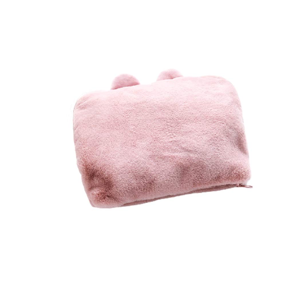Termofor, odpinany termofor z uroczym pluszowym pokrowcem Elektryczna ładowalna termofor Przenośny cieplej prezent dla dziewczynek (kolor: różowy) (Color : Pink)