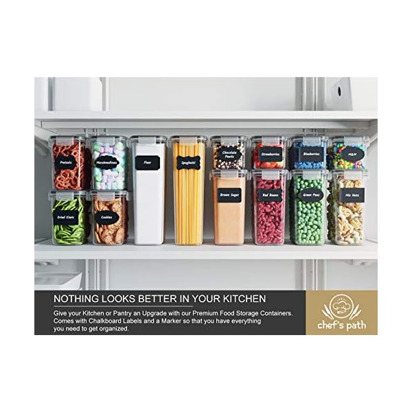 Airtight-Food-Storage-Containers-Set-14-Piece-Kitchen-Pantry-Organization-and-Storage-BPA-Free-Plastic-Canisters-with-Durable-Lids-Ideal-for-Cereal-Flour-Sugar-Includes-Labels-Marker-Spoon-Set-14 Airtight Food Storage Containers with Lids 14 PC - Plastic Kitchen Storage Containers for Pantry Organization and Storage - Cereal, Rice, Pasta, Flour and Sugar Containers