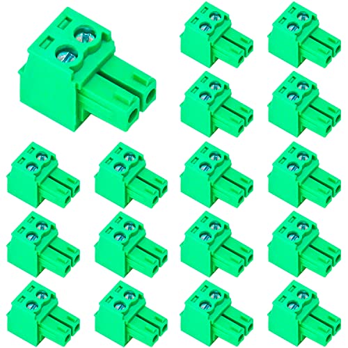 Image of Keszoox 20 PCS 3.81mm Pitch Green Phoenix Type Connector 2 Pin PCB Screw Terminal Block