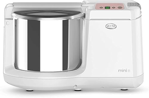 Ultra Mini T Table Top 1.25L Molinillo húmedo con amasadora Atta y temporizador digital, 110 voltios (nuevo modelo), color blanco