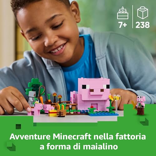 Minecraft La Casa del Maialino Giocattolo - Set di Costruzioni che Include una Figura Eroe, un Mob, una Fattoria e un Bioma della Foresta - Regalo per Gamer, Bambine e Bambini da 7 Anni - 21268 - Lego - Immagine 1