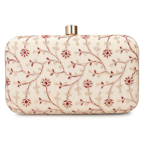 Image of LONGING TO BUY Hand Crafted Designer Box Clutch - Zari Embroidery For Women