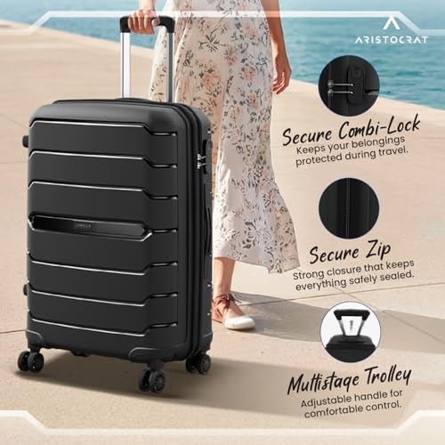 Image of Aristocrat Liberty Set of 2 (Cabin+Medium) Trolley Bags, Jet Black
