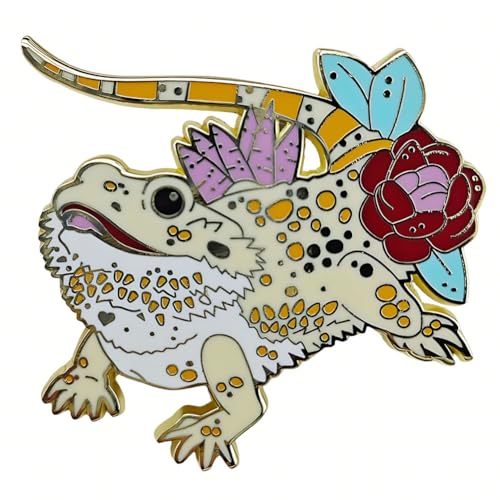 Image of Kawaii Animal Enamel Lapel Pin, Yellow Lizard Badge Reptile Lover Gift for Girls, Teens, Women, Kids, Adults, Unisex
