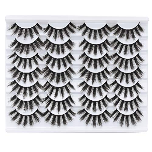 Weyzim 14 Pairs 6D Mink Eyelashes Faux Fluffy Wispy Natural False Eyelashes Long Thick Fake Eyelashes Handmade Reusable | 18~20mm (6D03)