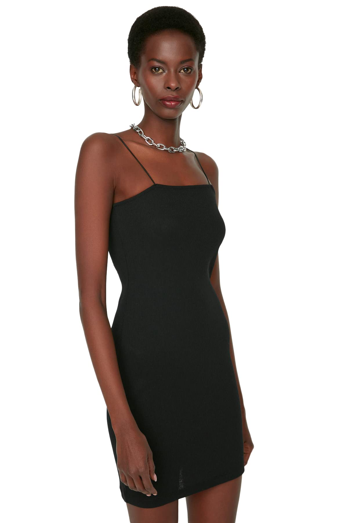 Trendyol Woman Mini Bodycon Slim fit Knit Dress Schwarz