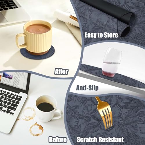 Placemats and Coaster Sets 4, Dual-Sided Leather Table Mats Heat-Resistant Non Slip Waterproof - Image 3