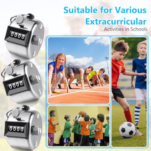 flintronic 4 Stücke Handzähler Zähler, Metall Zähler, Manuelle Klicker, 4 Stellige Zähler Fingerzähler, Mechanischer Handzähler für Personenzähler, Golf und Schule Sport