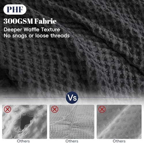 Image of PHF Waffle Weave Duvet Cover Set Queen Size, No Snagging Ultra Soft Luxury Textured Breathable Comforter Cover for All Season 3pcs, Durable Bedding Duvet Set with 2 Pillow Shams, 90 inchx90 inch, Black