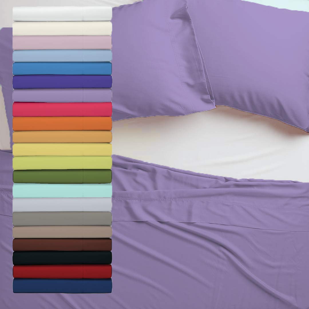 Tata Home Lenzuolo sopra 100% Cotone Misura cm 240x300 Letto Matrimoniale Due Piazze Colore Lilla Made in Italy 57 Fili al cm2