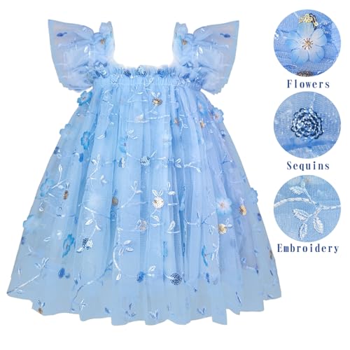AGQT Baby Girls Tulle Tutu Dress Butterfly Print Back Sundress Size 6M-6T2