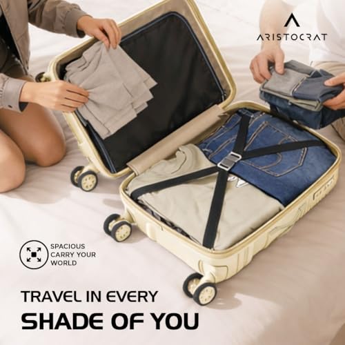 Image of Aristocrat Lineo Set of 3 Trolley 55, 65 & 75cm | S+M+L | Hard Luggage | 8-Wheel Suitcase for Travel | Combination Lock with Anti-Theft Zipper | Polycarbonate | 3 Years International Warranty (Golden)