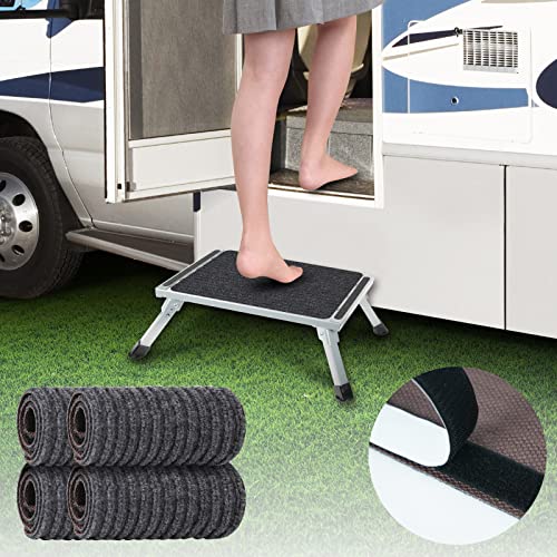 ESUDNT 4 Pack RV Step Covers for RV Step Stool, Foldable Platform Step Stool,Camper Stair Cover Rug Carpet, Black