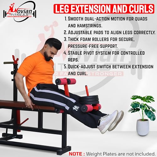 Image of TITAN-X 8-in-1 Pro Multifunction Adjustable Gym Bench with Barbell Rack & Leg Extension - Heavy Duty 2x2 Inch Frame, Incline /Flat /Decline Workout Bench for Home Gym Strength Training Home workout setup, Gym bench, (350 KG Capacity) ( jaguar Pipe use this machin, made by 2 /2 havy duty pipe )